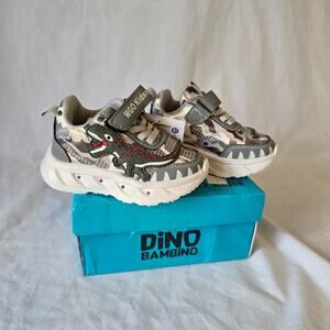 MGO Kidss Dino Bambino Shoes Toddler 6 (22) Gray White Light Up XP-1168156 NIB